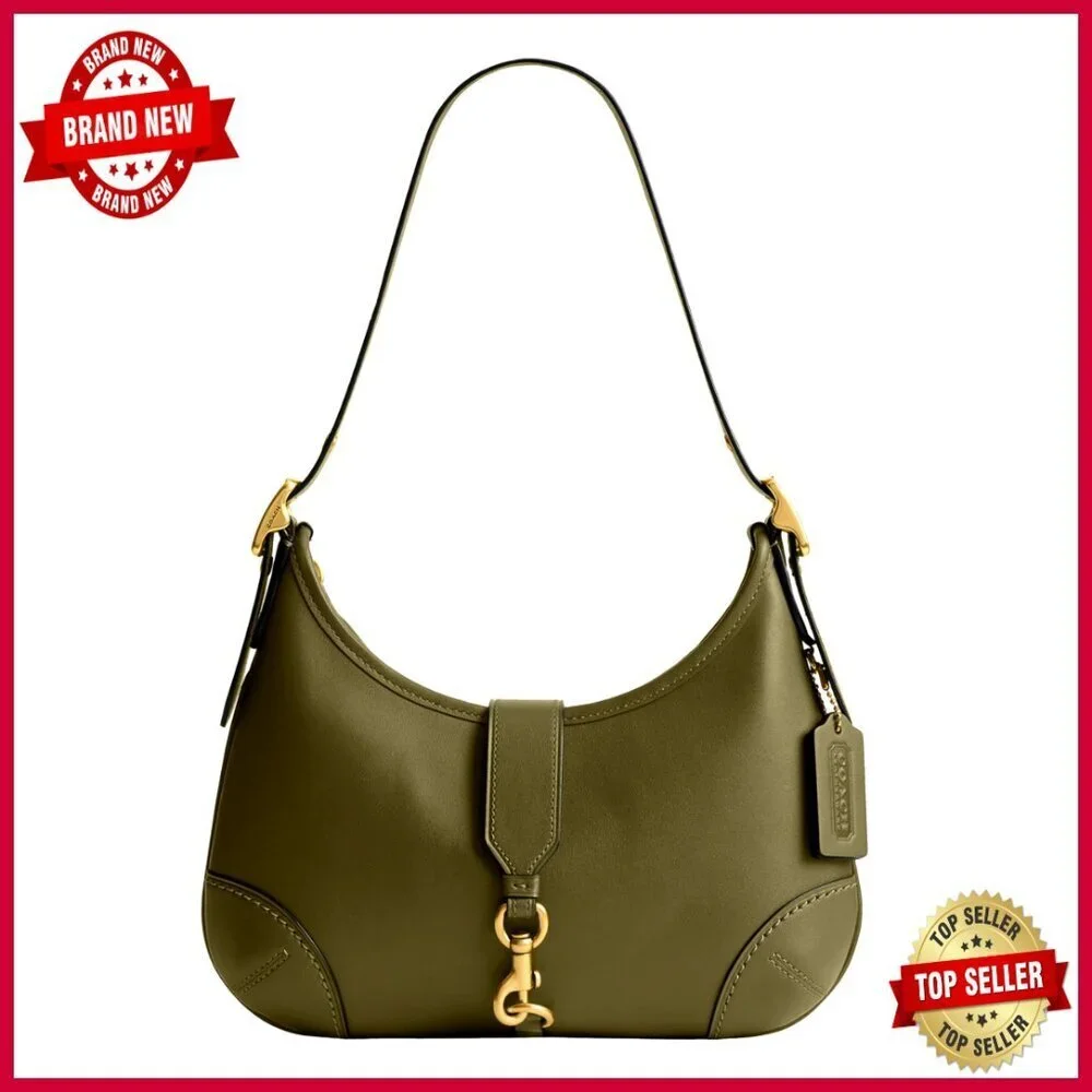 Leather Hobo Shoulder Bag with Snap Pocket and Zip Closure
